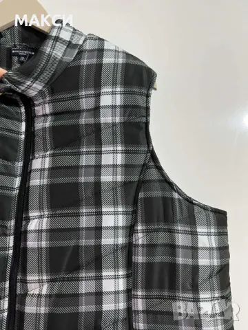 Прекрасен макси марков олекотен елек с джобове и цип в черно-бяло каре - топъл и супер комфортен, снимка 2 - Елеци - 48425900