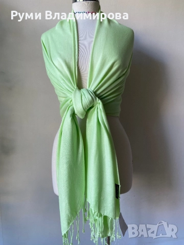 Светлозелен и бледожълт шал/ различни видове, снимка 9 - Шалове - 50106959