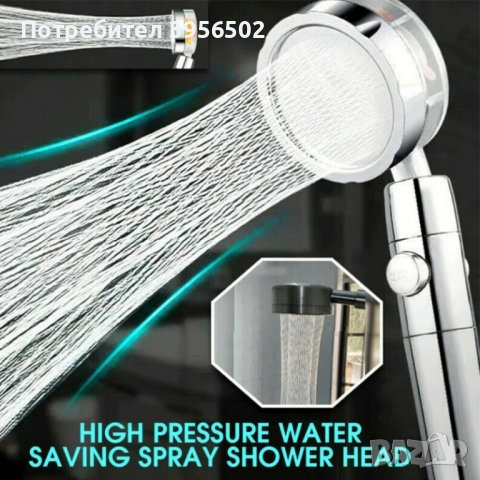 Слушалка за душ с перка и 3D ефект на водата, снимка 5 - Душове - 43891865