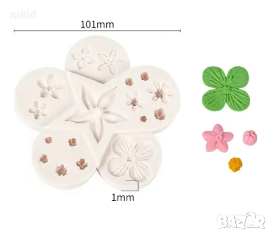 Набор цветя цветчета цвете люляк тичинки хортензия силиконов молд форма украса торта фондан, снимка 2 - Форми - 23766670