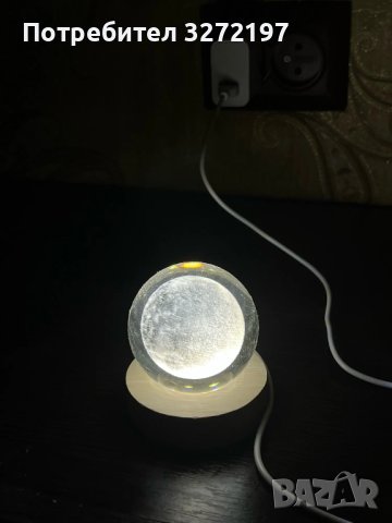LED Светеща кристална топка/лампа,3D сензорна-Луна, снимка 4 - Настолни лампи - 43676398