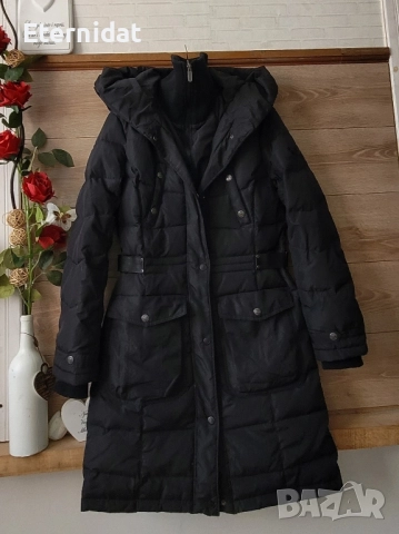 Дълго черно зимно яке с качулка гъши пух , снимка 7 - Якета - 52156603
