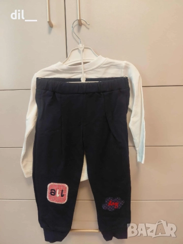 Нов с етикет! Комплект : тънко якенце, блузка, панталонки, размер 2г, снимка 3 - Детски комплекти - 52038878