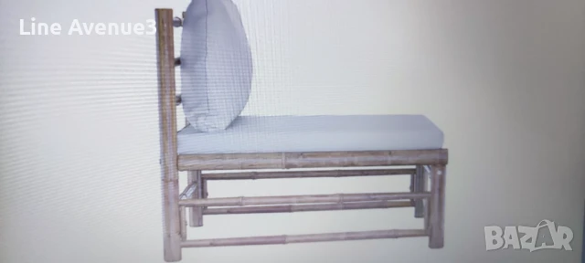 Градински диван с кремавобели възглавници бамбук, снимка 3 - Дивани и мека мебел - 51106976