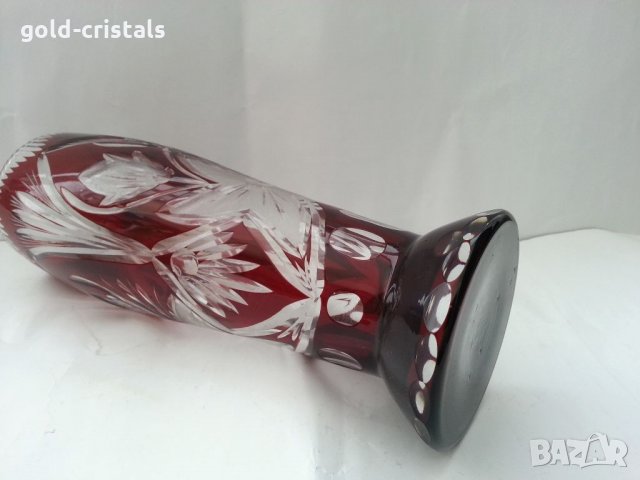 Кристална ваза цветен червен кристал, снимка 6 - Антикварни и старинни предмети - 33422563