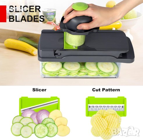 VZOXL 15 в 1 чопър за зеленчуци с нов дизайн, многофункционален чопър, снимка 5 - Други - 43426095