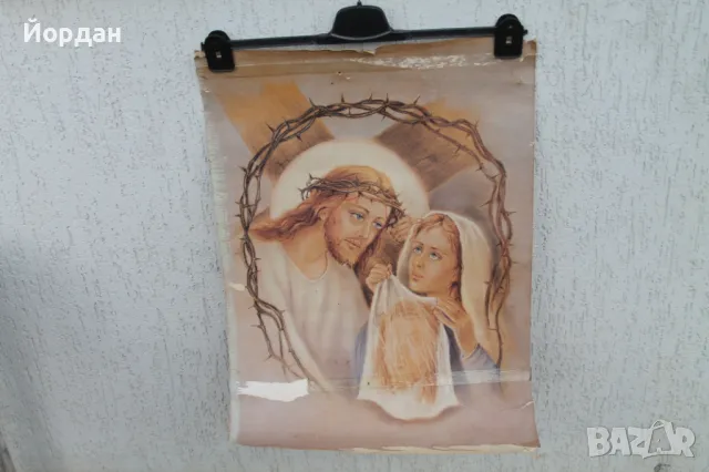 Стара картина върху дебел картон 