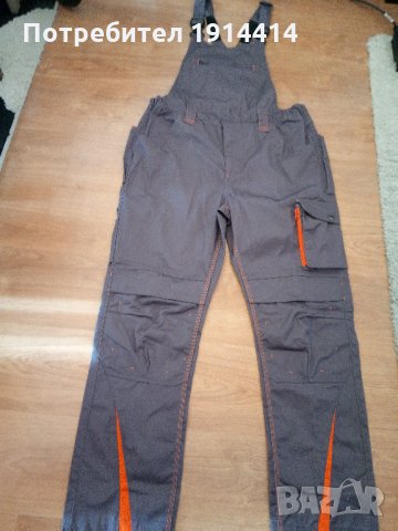 Работен гащеризон, голям размер  56 – ХХХL, промазана водоустойчива материя, практични джобове,, снимка 2 - Панталони - 27944420