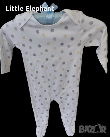 Цяла пижамка ромпър за 12-18 мес момченце точки,кафяво и сиво,колекция"Points",Англия/нова