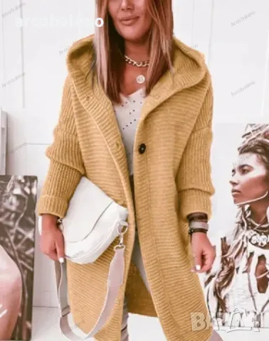 Дамска свободна жилетка с качулка, 9цвята , снимка 6 - Жилетки - 48409862