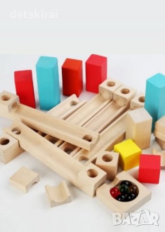 Дървена писта със стъклени топчета, снимка 3 - Образователни игри - 44102546