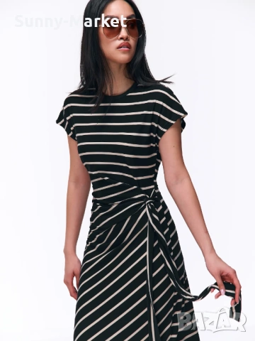 Дамска черна рокля на райета, снимка 2 - Рокли - 53507593