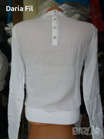 КРАСИВА бяла риза/блуза с дантела и по ръкавите , снимка 4 - Ризи - 38610121