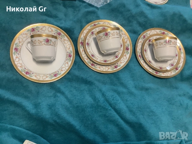Сервиз за кафе  позлата порцелан произведено в Германия не се използва отличен състояние, снимка 3 - Антикварни и старинни предмети - 53187905