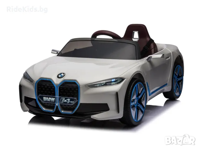 BMW i4 акумулаторна кола 12V - Детска акумулаторна кола, Бяла, EVA гуми, 4x4