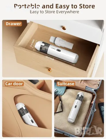 Ръчна прахосмукачка Chuboor безжична акумулаторна помпа за кола 14 000 Pa мощна мини ръчна, снимка 3 - Аксесоари и консумативи - 49064980