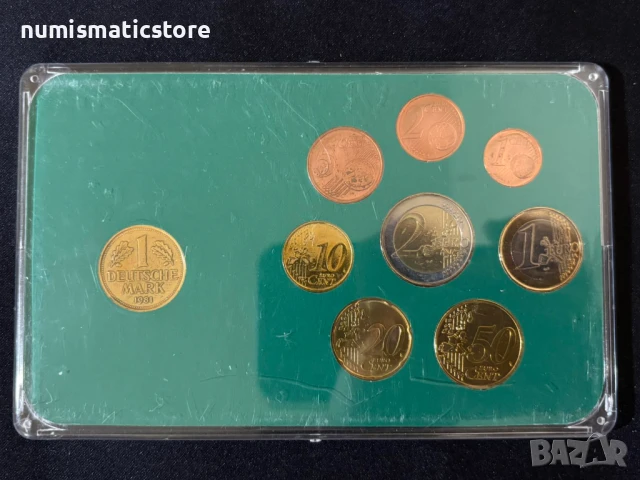 Германия 2002 F - Евро сет от 1 цент до 2 евро + 1 дойче марка 1981 UNC, снимка 4 - Нумизматика и бонистика - 51392558