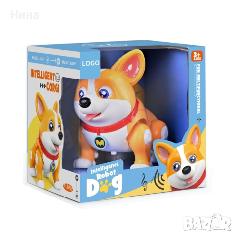 Интерактивно робот куче Корги със светлина и музика 🎵