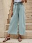 Дамски едноцветен ленен панталон с колан и широки крачоли, 6цвята - 023, снимка 3