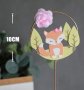 Лисица Горски животни метална основа с роза картонен топер украса за торта рожден ден, снимка 2