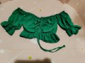 Къса Блузка в зелено , снимка 1 - Корсети, бюстиета, топове - 43330431