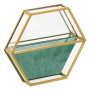 Стъклен органайзер за бижута от зелено кадифе с огледало 17,5x17,5x3 см