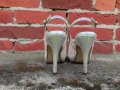 Megias Сребърни дамски обувки с висок ток, снимка 5