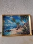 Диамантен гоблен море с палми-готов и рамкиран, снимка 1