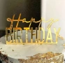 Златист акрилен топер Happy birthday за забучване декорация на торта Рожден ден , снимка 2