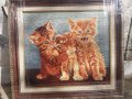 Гоблен -Трите котета и Малкото коте с ДВОЙНА РАМКА, снимка 1 - Гоблени - 44051234