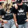 Промо цена!Тениски за семейства и влюбени двойки King & Queen, снимка 1 - Тениски - 28827881
