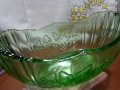 Ретро стъклена купа фруктиера зелено стъкло , снимка 2