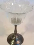 ретро стъклен свещник с метален пиедестал 22/4, снимка 2