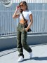Модерен дамски пачуърк прав панталон с много джобове, 2цвята, снимка 7