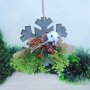 3394 Коледна украса Снежинка с птиче, 12 см, снимка 2