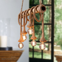 Бамбукова електрическа висяща лампа, креативна декорация, снимка 7 - Декорация за дома - 44894550