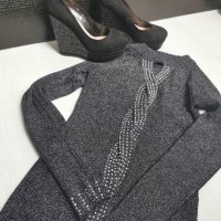 Черна блуза, снимка 2 - Блузи с дълъг ръкав и пуловери - 32706886