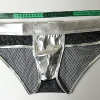 XL нови мъжки еротични слипове в сребристо и черна мрежа, снимка 12 - Бельо - 44072593