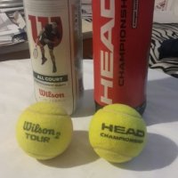 Маркови тенис топки HEAD. Wilson комплект по 3 бр. за 7лв., снимка 1 - Тенис - 27344289