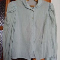 нежна бледо синя риза с дълъг ръкав L XL, снимка 1 - Ризи - 36771511