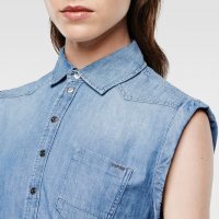 Нова! G-star Raw Lancer Boyfriend Sleeveless Shirt WMN Дамска Дънкова Риза без Ръкав Размер М, снимка 7 - Ризи - 37830359