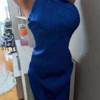 Права елегантна рокля в турско син цвят, цветът е реален на първата снимка, снимка 2 - Рокли - 43478190