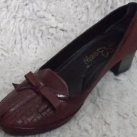 Обувки естествена кожа, бордо, код 482/ББ1/59, снимка 5 - Дамски обувки на ток - 39327442