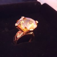 Just Cavalli-оригинален нов,18к.позлатен пръстен със естествен цитрин, снимка 2 - Пръстени - 35373774
