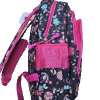 Черна ученическа раница за момичета с цветя и розови ципове , снимка 2 - Ученически пособия, канцеларски материали - 43425960