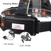 Aкумулаторен LED челник за глава фенер прожектор къмпинг лов риболов палатка велосипед колело каска, снимка 9 - Къмпинг осветление - 24215125