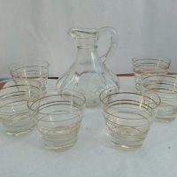Стъклени чаши чашки и каничка , снимка 5 - Антикварни и старинни предмети - 26675138