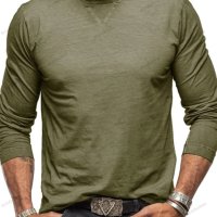 Нова мъжка едноцветна памучна тениска с кръгло деколте и дълъг ръкав, 6цвята - 024, снимка 5 - Тениски - 43507038