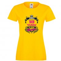 Дамска тениска 18 years of being awesome - pink, снимка 2 - Тениски - 33212544