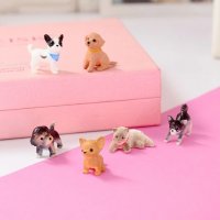 6 бр Малки малко кученце куче пластмасови пластмасова фигурка фигурки играчка и украса за торта, снимка 4 - Фигурки - 32612403